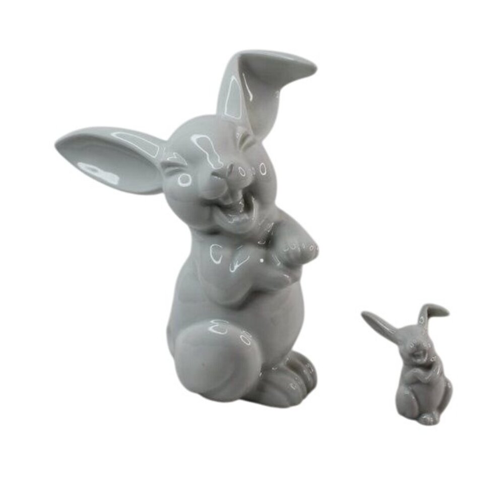 VTG 1930 MCM Rosenthal Germany Max Friz Porcelain Figurine Laughing Rabbit 2 PC - Picture 8 of 8